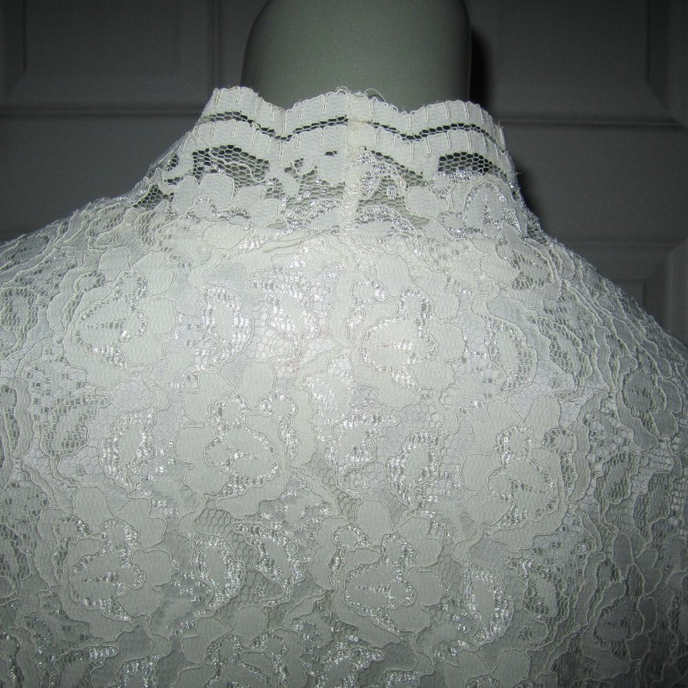 Talbots White Lace Lined Button-Down Jacket Blouse - image 5